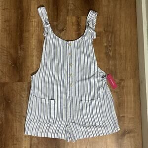 Women's stripe Sleeveless Shorts Romper Size/ Pockets-MEDIUM NWT